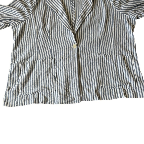 NWT Caslon Stripe Linen Blend Blazer In Blue-Ivory Brianne Stripe Plus Size 4X - Picture 9 of 10